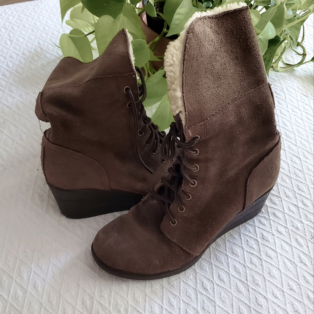 UGG "ZEA" Wedge Suede Leather Waterproof Ankle Boots
